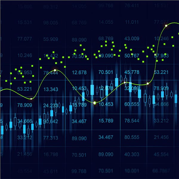 a graph shows the growing progress of share market